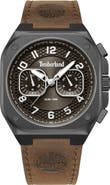 Timberland Mackinac Multifunction Chronograph Leather Strap Watch, 44mm x 25mm