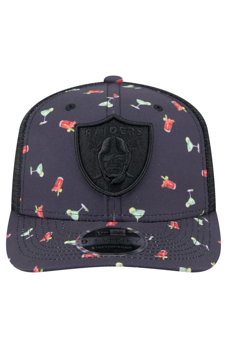 New Era Men's New Era Navy/Black Las Vegas Raiders Adventure Drinks Pattern 9SEVENTY Stretch-Snap Hat, Alternate, color, Navy