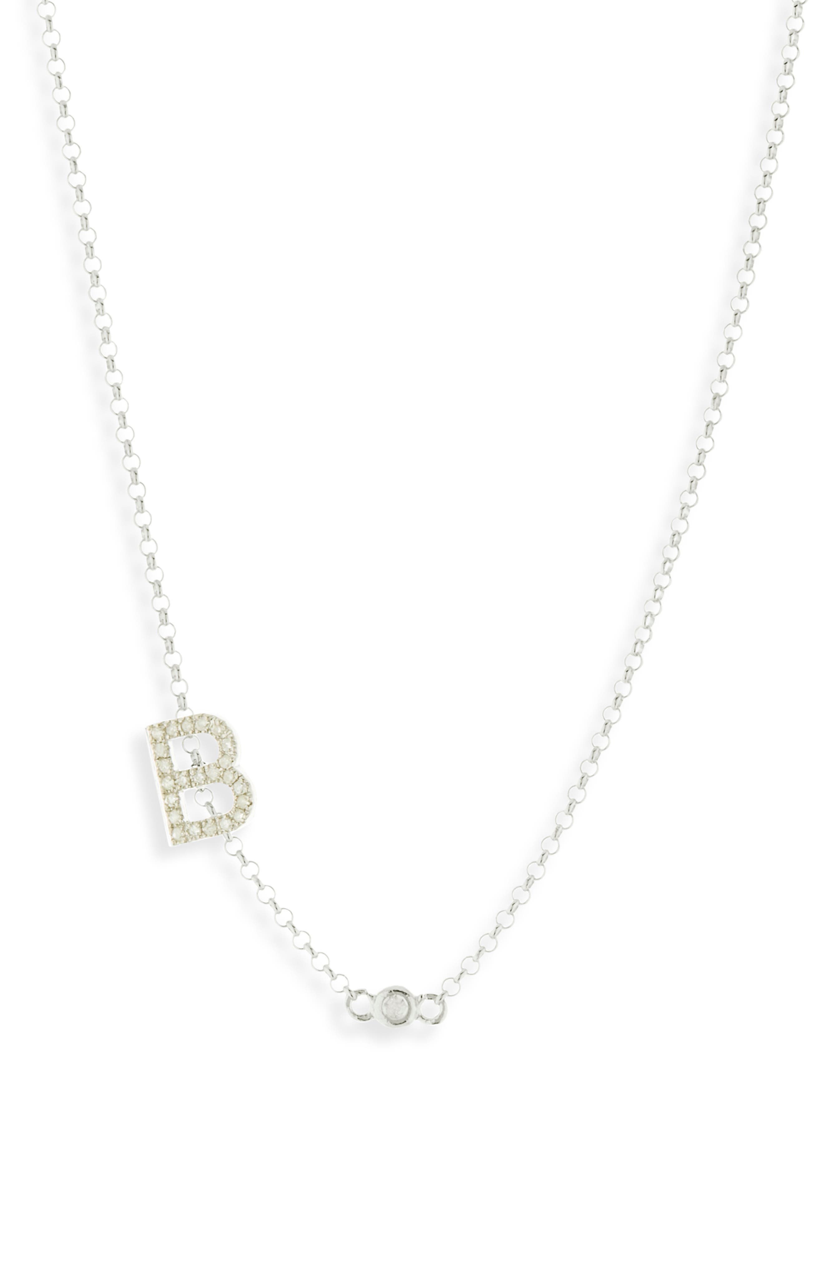 MESHMERISE Bezel Diamond Initial Chain Necklace - 0.2ct.