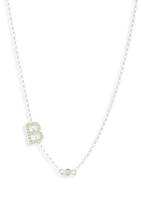 Bezel Diamond Initial Chain Necklace - 0.2ct.