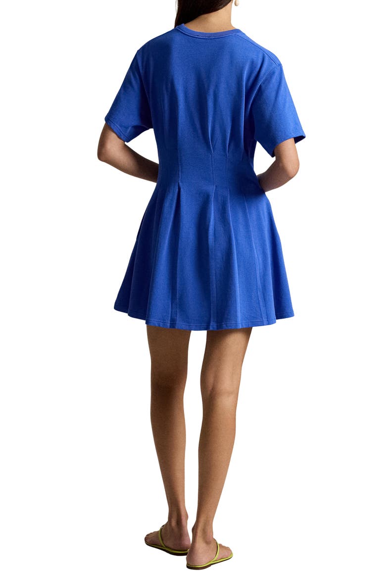 textured jersey cut-out a-line mini dress in cobalt blue Textured Jersey Cut-Out A-Line Mini Dress in Cobalt Blue