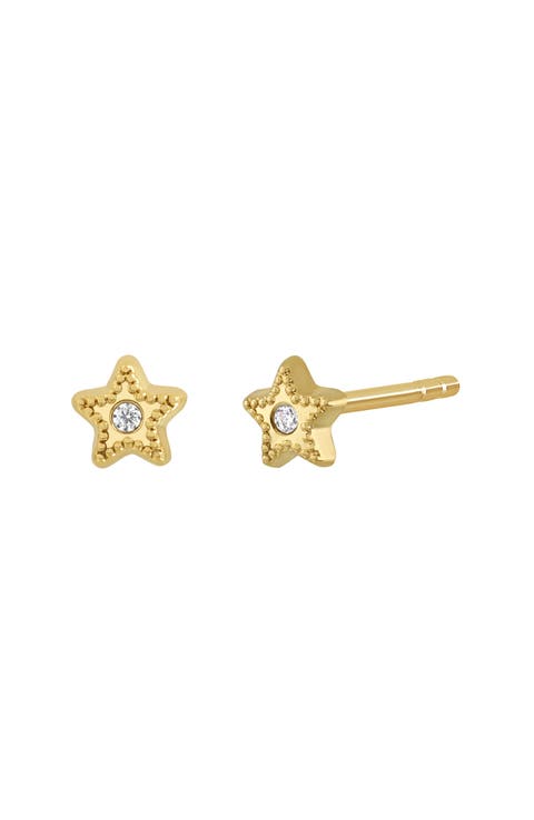 Icon 18K Yellow Gold Diamond Star Stud Earrings - 0.007ct. (Nordstrom Exclusive)