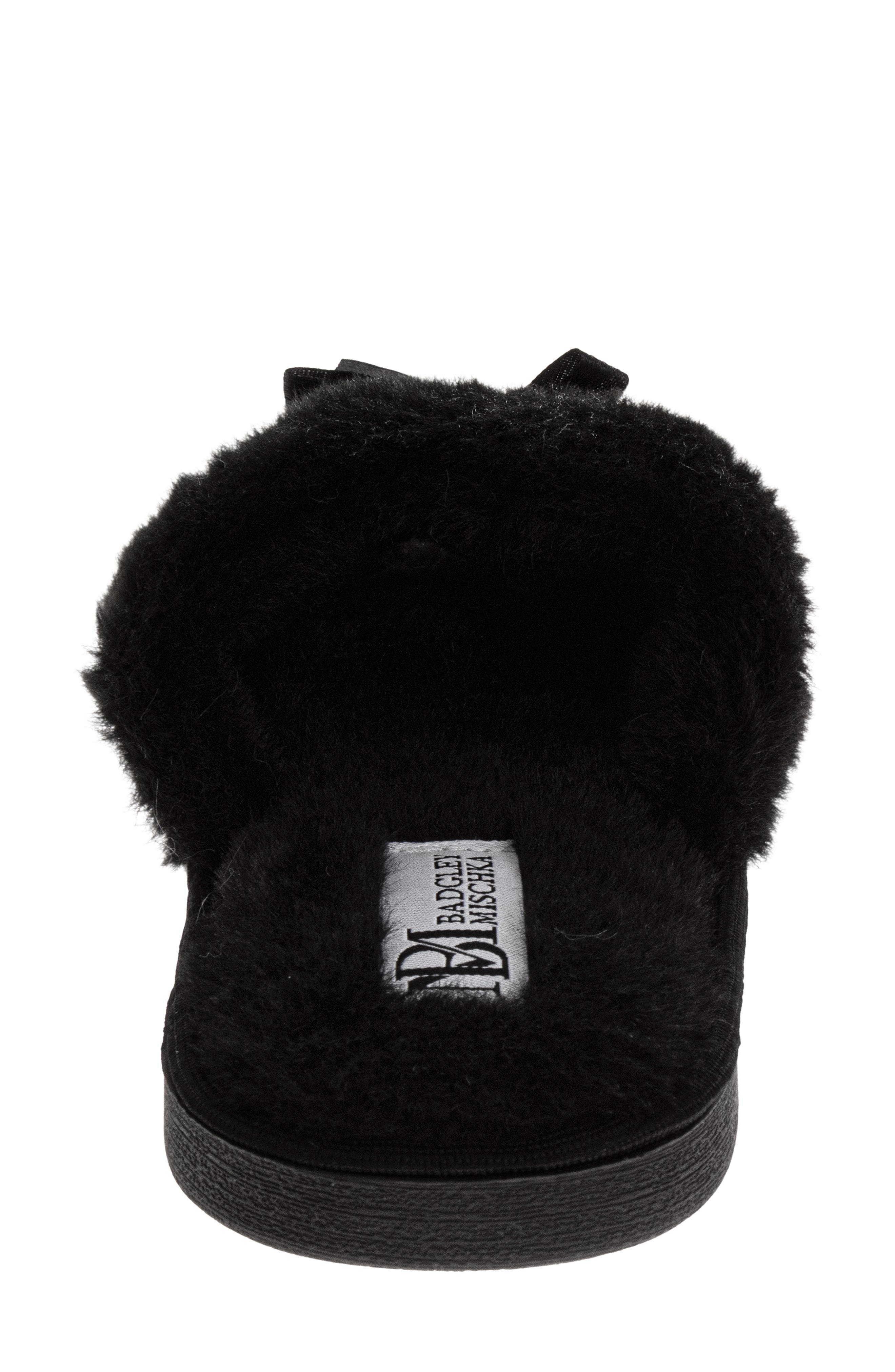 BADGLEY MISCHKA Faux Fur Slide Slipper, Alternate, color, Black