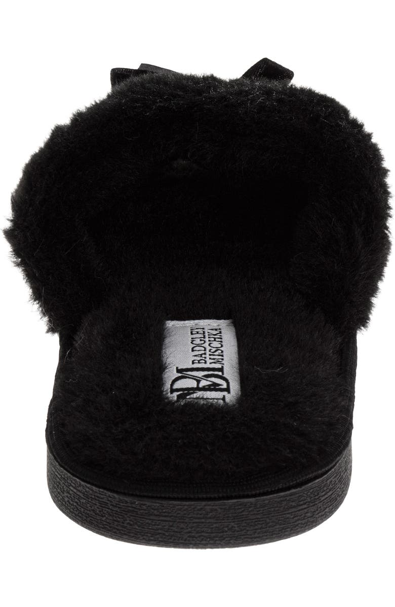 BADGLEY MISCHKA Faux Fur Slide Slipper, Alternate, color, Black