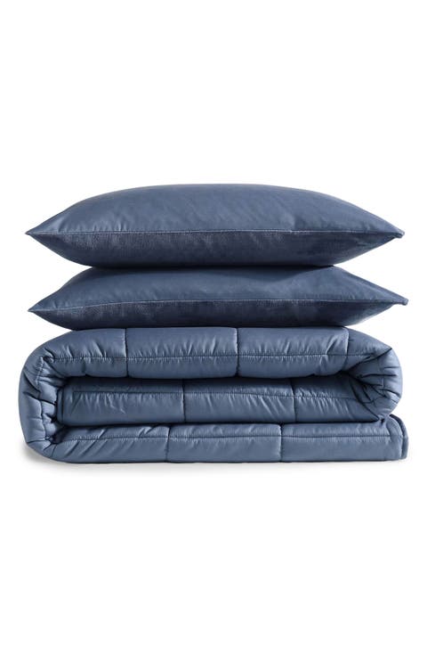 Reversible Plush Washed Microfiber Comforter Bedding Set