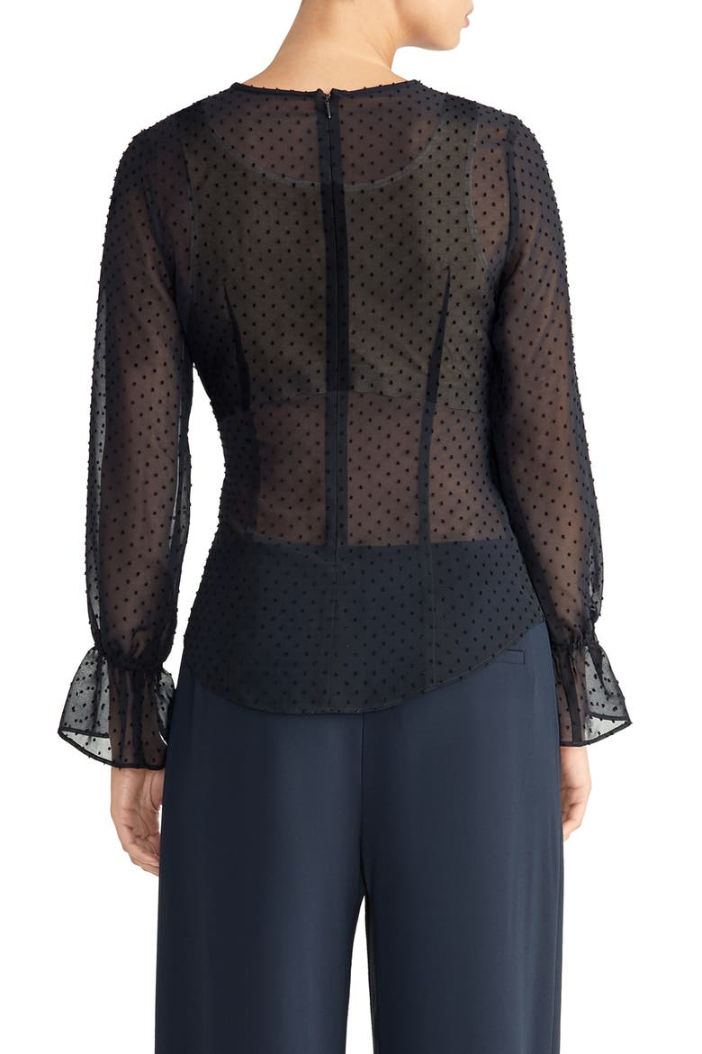 Swiss Dot Tie Blouse, Alternate, color, TRUE NAVY