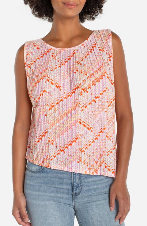 Pleated Asymmetric Sleeveless Top