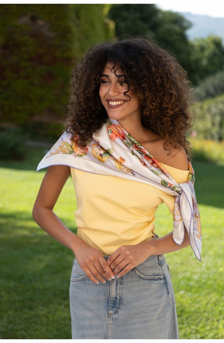 Elizabetta Melograno - Hand Rolled Silk Foulard for Women, Alternate, color, Lavender