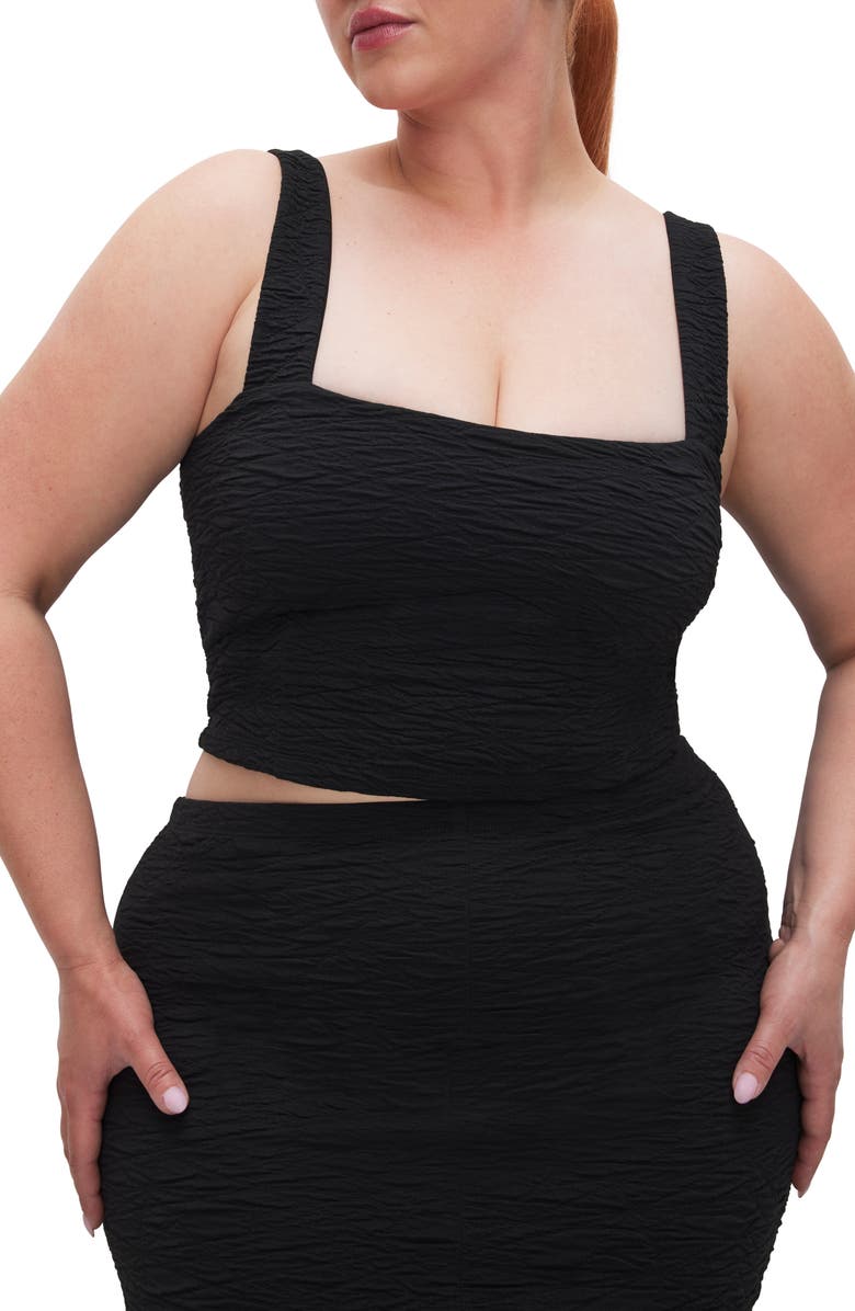 Good American Scrunched Crop Tank, Alternate, color, Black001