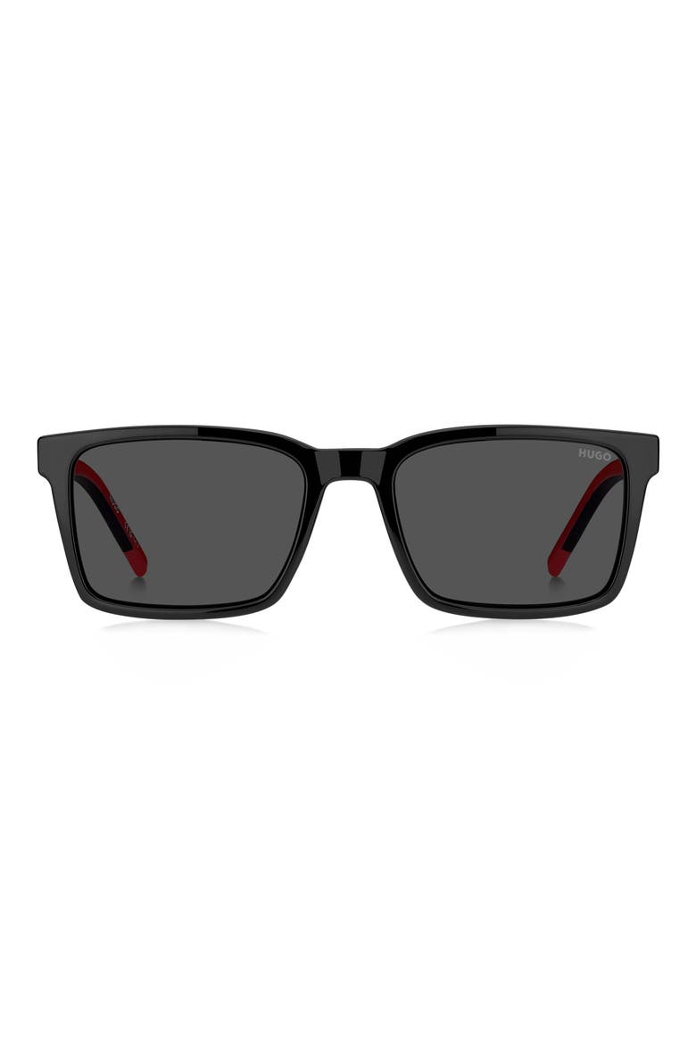 55mm Rectangular Sunglasses, Main, color, BLACK/ GREY