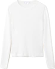 MANGO Long Sleeve Cotton Rib T-Shirt