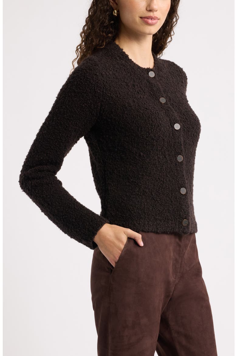 Textured Crewneck Cardigan, Alternate, color, BROWN MOLE