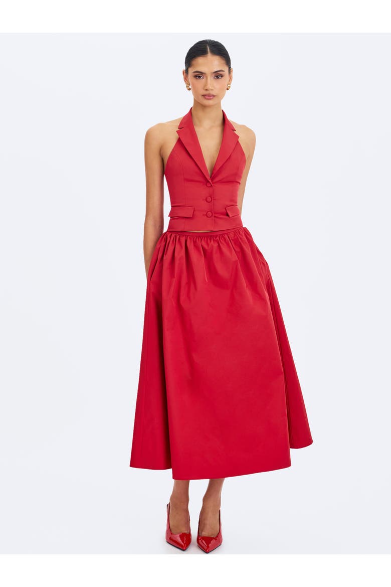 Ursel Gathered A-Line Midi Skirt, Alternate, color, Crimson