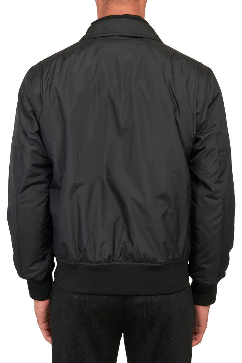 Solid Water Repellent Bomber Jacket, Alternate, color, BLACK