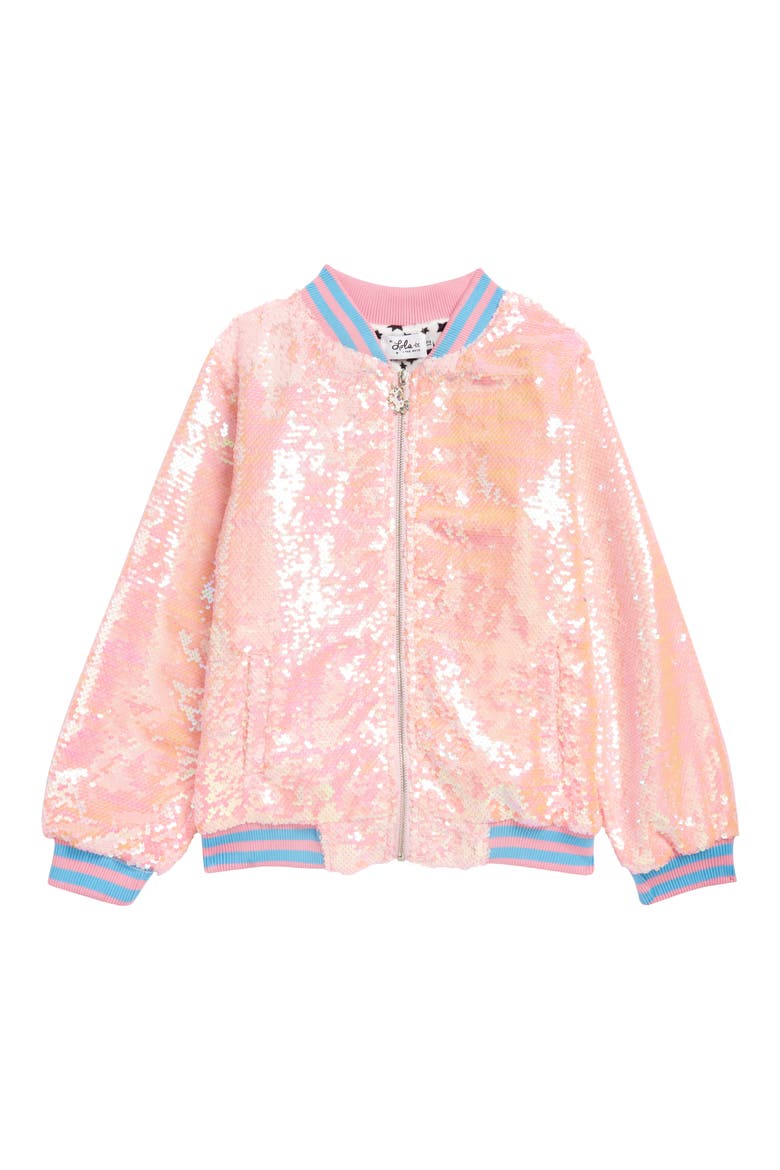 Pretty in Pink Unicorn Sequin Bomber, Main, color, PINK
