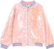 Lola + The Boys Pretty in Pink Unicorn Sequin Bomber