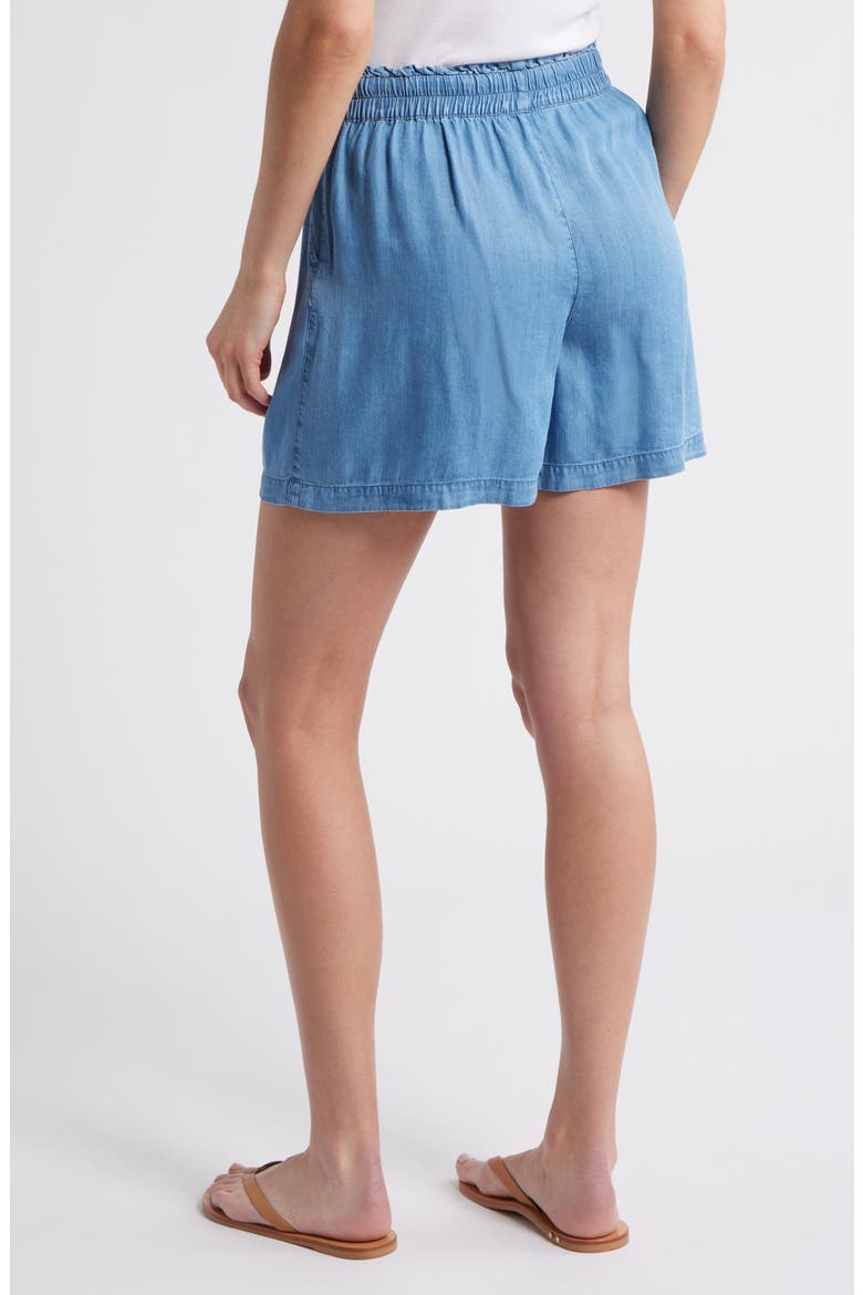 Tiney Tie Waist Chambray Shorts, Alternate, color, BLUE WASH