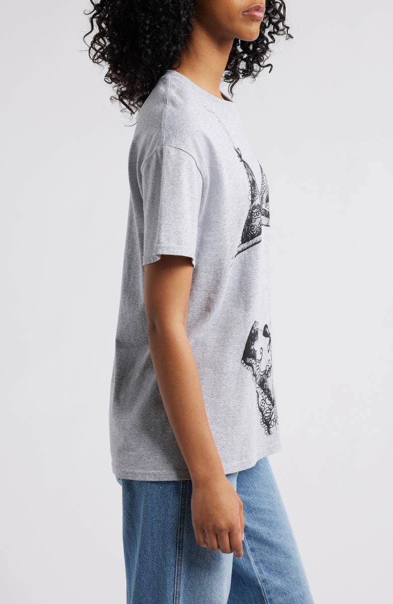Vinyl Icons Lingerie Look Oversize Cotton Graphic T-Shirt, Alternate, color, Heather Grey