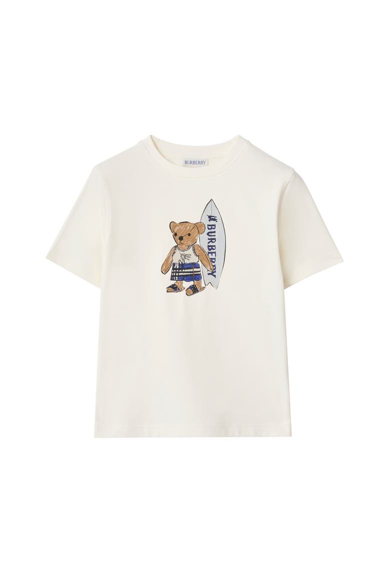 Surfer Bear Cotton T-shirt, Main, color, Chalk white