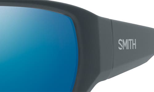 Smith Hookset 62mm Chromapop™ Polarized Oversize Wraparound Sunglasses In Slate/chromapop Glass Blue