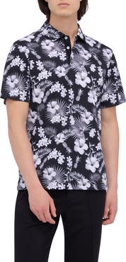Bugatchi Hendrix Digital Floral Print Pima Cotton Polo