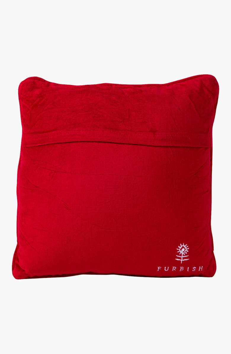 Furbish Bah Humbug Holiday Needlepoint Pillow, Alternate, color, Red