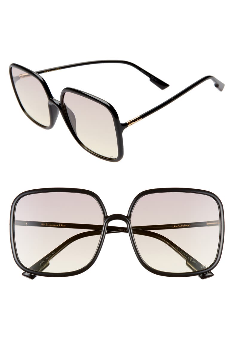 Stellair 59mm Square Sunglasses, Main, color, BLACK/ PINK
