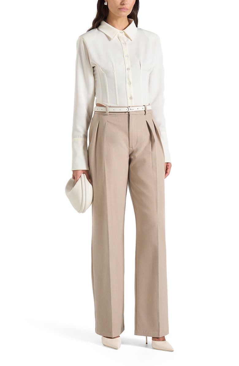 Manière De Voir Julie Tailored Twin Pleat Trousers, Alternate, color, Taupe
