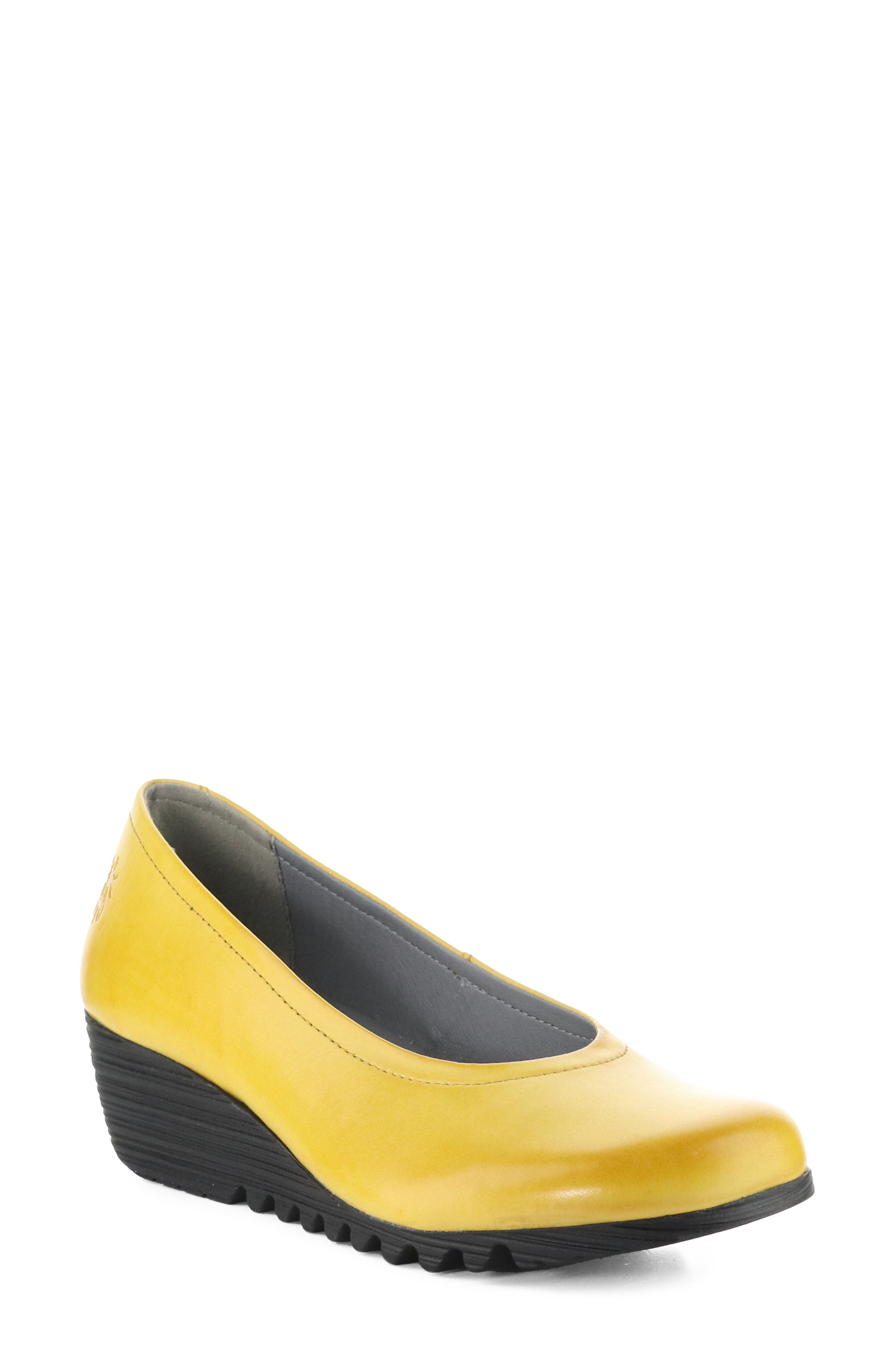 Opan Leather Wedge Pump, Main, color, MUSTARD