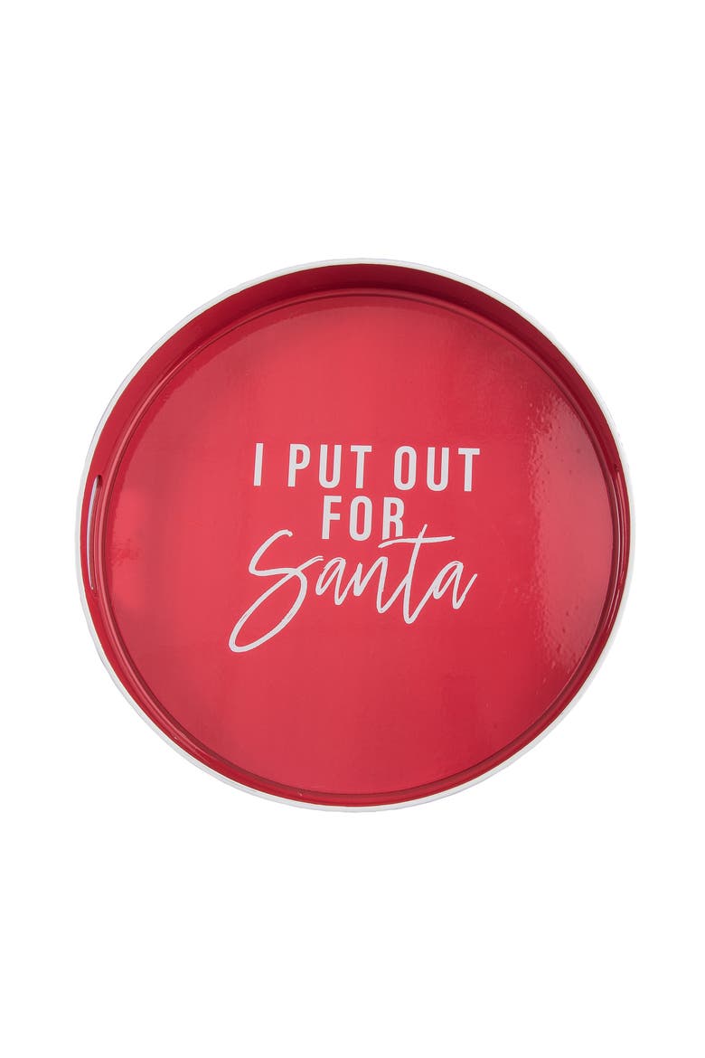 I Put Out For Santa Serving Tray Ceramic Red, Main, color, Red