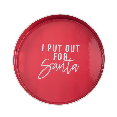 I Put Out For Santa Serving Tray Ceramic Red