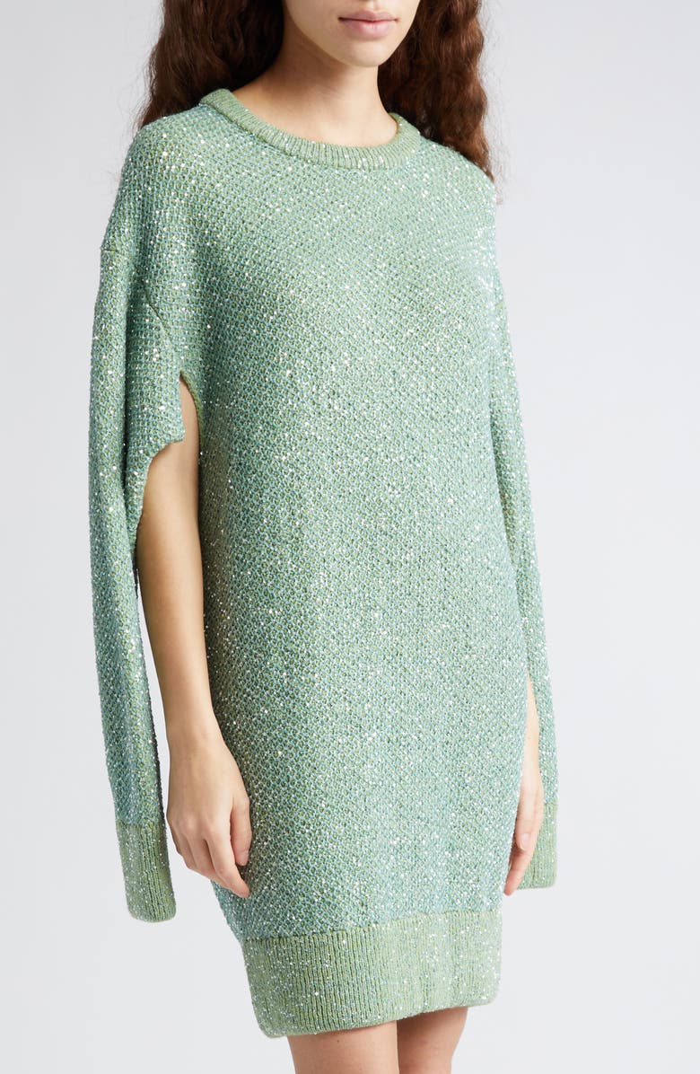 Stella McCartney Sequin Seed Stitch Cape Long Sleeve Sweater Dress, Alternate, color, 