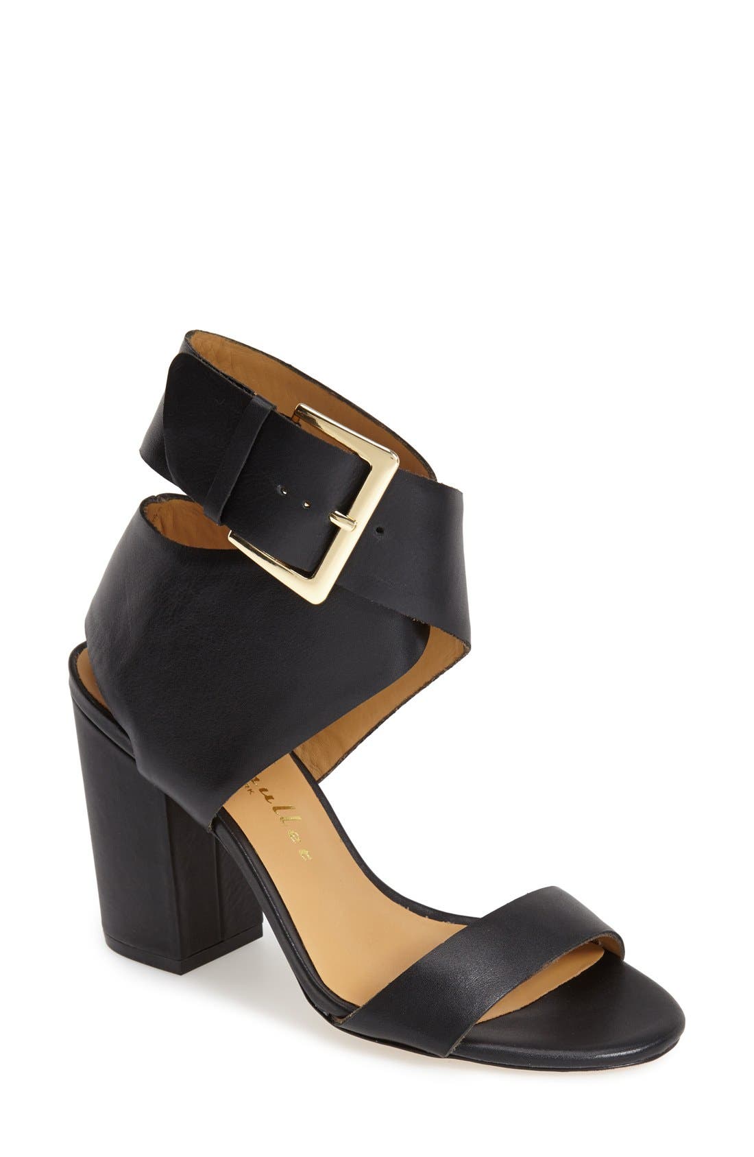 'Wilton' Leather Ankle Strap Sandal, Main, color, BLACK