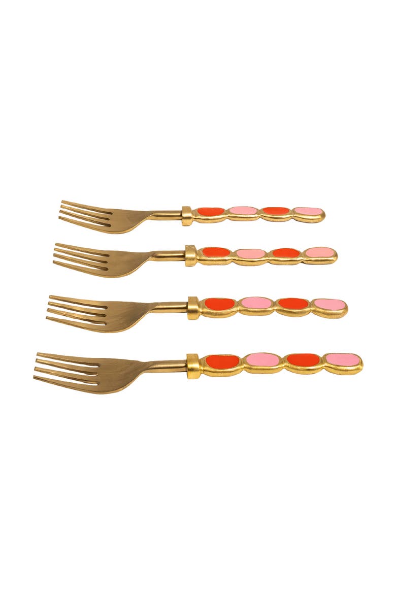 Rampur Steel Dessert Fork Set of 4, Alternate, color, Gold