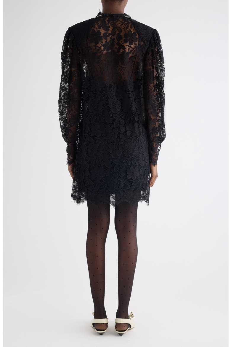 Long Sleeve Lace Minidress, Alternate, color, BLACK