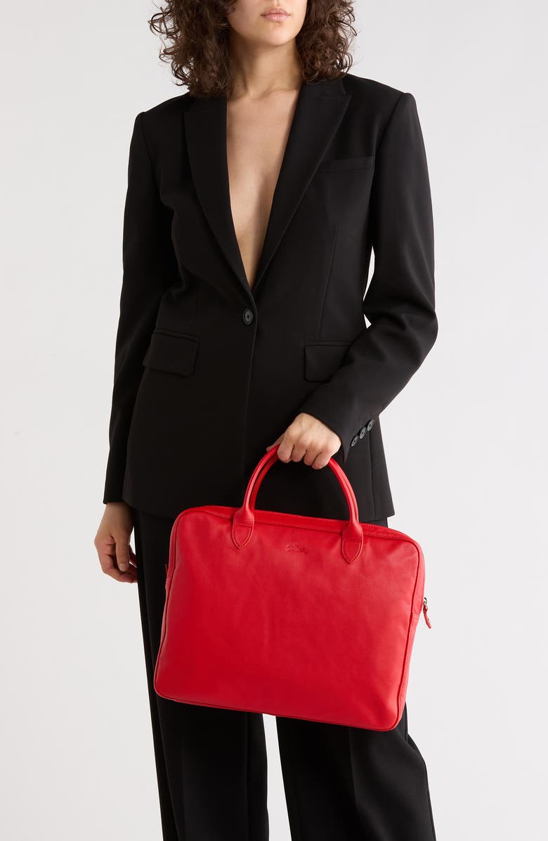 Longchamp Parisis Top Handle Briefcase, Alternate, color, Vermillion