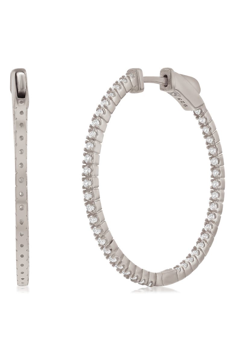 SUZY LEVIAN Rose Cubic Zirconia Hoop Earrings, Main, color, White