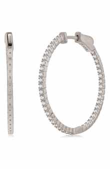 SUZY LEVIAN Rose Cubic Zirconia Hoop Earrings