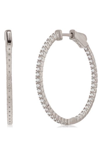 Suzy Levian Rose Cubic Zirconia Hoop Earrings