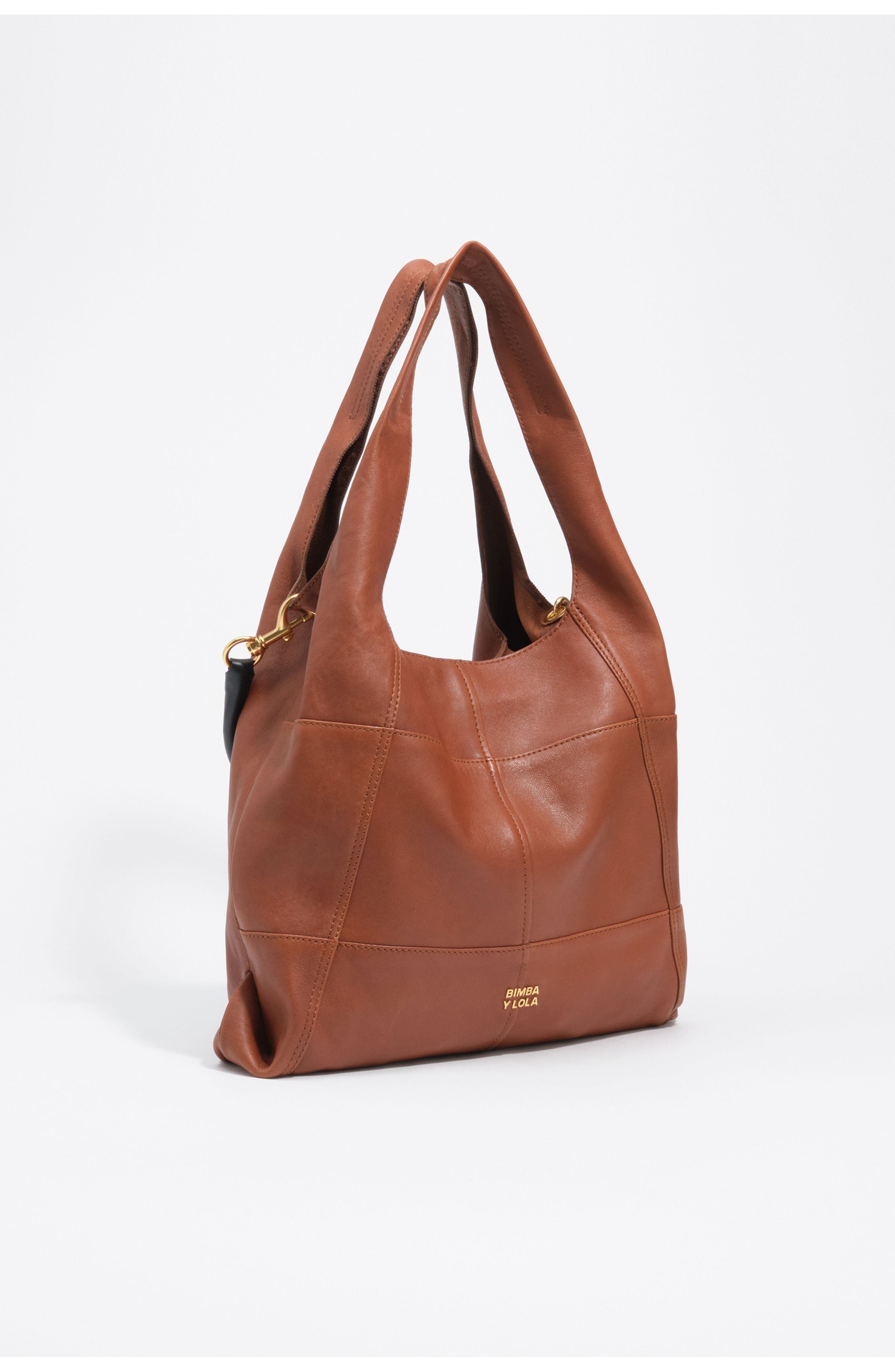 Large Patchwork Leather Tote, Main, color, LIGHT BROWN