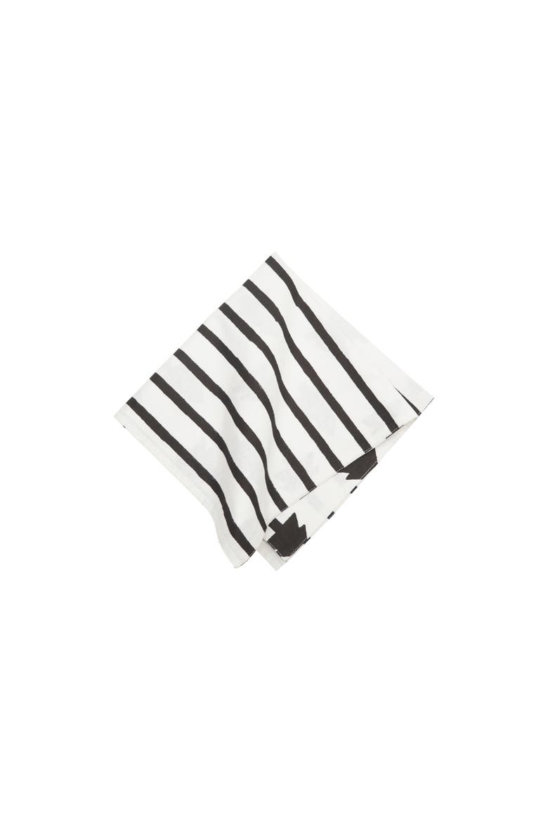 Black & White Pine Trees 100% Cotton Set of 4 Cloth Napkins, Alternate, color, Black