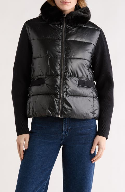Faux Fur Trim Hooded Puffer Jacket