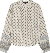 Veronica Beard Lollie Mixed Print Cotton Blend Button-Up Shirt