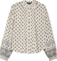 Veronica Beard Lollie Mixed Print Cotton Blend Button-Up Shirt