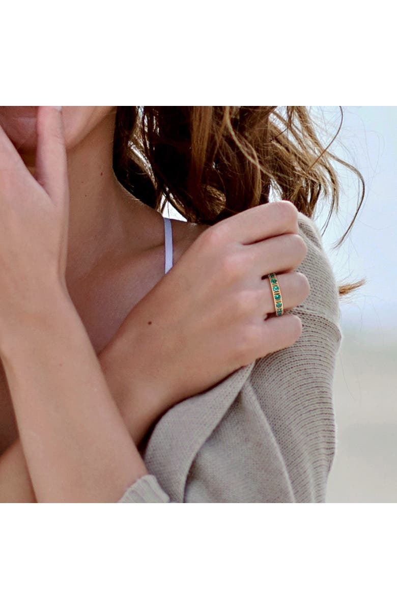 Julianna B. Cubic Zirconia Eternity Ring Sterling Silver, Alternate, color, Green Cz/Yellow-Plated