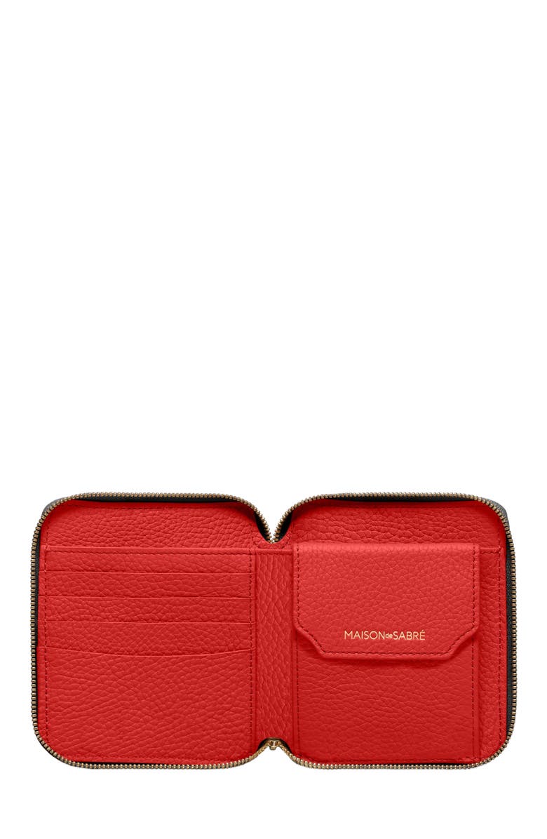 MAISON de SABRÉ Small Leather Zip Around Wallet, Alternate, color, Pomegranate Caviar