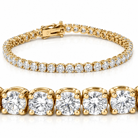 7Ct TW Round Lab Grown Diamond Women's Tennis Bracelet 14K Gold 7"