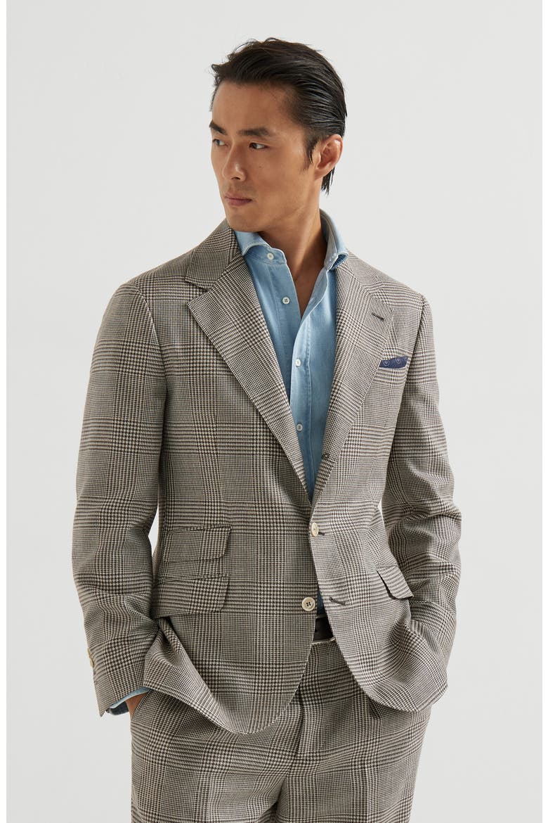 Prince of Wales Cavallo blazer, Main, color, Light Brown