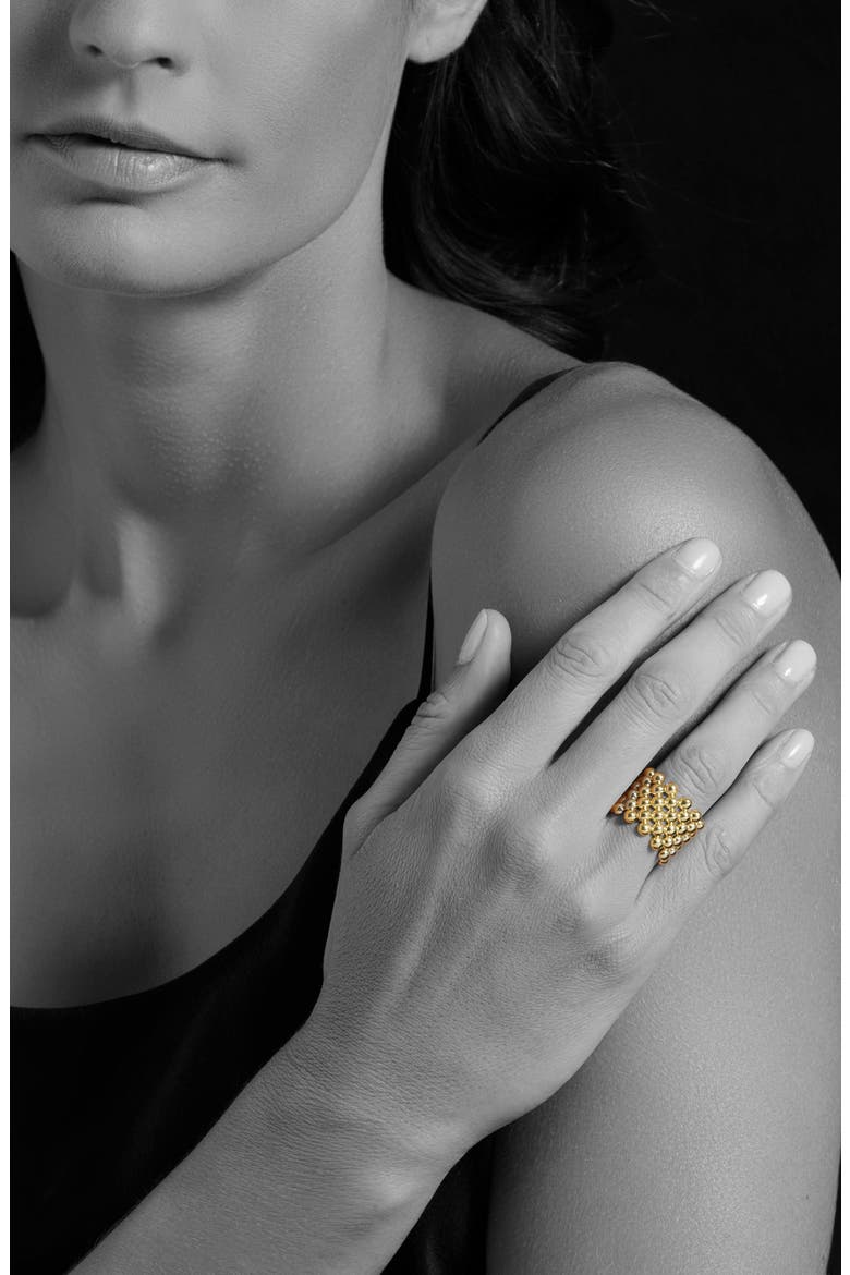 Caviar Gold Wide Band Ring, Alternate, color, GOLD