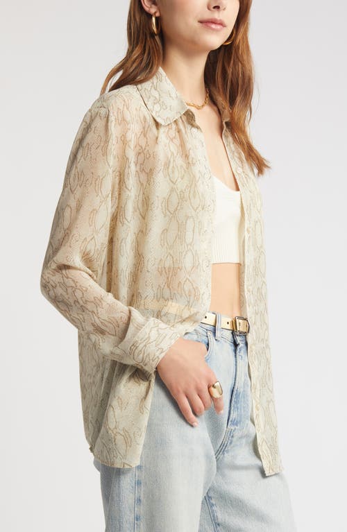 OPEN EDIT OPEN EDIT SHEER BUTTON-UP SHIRT